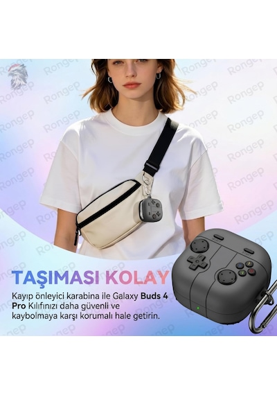 Gamepad-design Samsung Galaxy Buds 4 Pro/buds 4 İçin Kılıf Darbe Emici Köşe Korumalı Galaxy Buds4 Kulaklık Kılıfı Yumuşak Dokulu Oyun Konsolu Görünümlü Samsung Buds 4 Pro Kılıf Koyu Gri