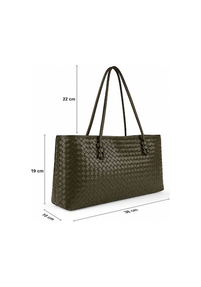 Nura Collection Kadın Örgü Desenli Tote Omuz Çantası - Haki - 895066122 Haki