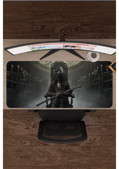 Bloodborne Kaymaz Dikişli Kauçuk Oyuncu Mousepad V1 - 90x40 Xxl Gaming Mouse Pad Fare Altlığı
