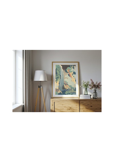 Hokusai Kisokaido Yolunda Ono Şelalesi Çerçevesiz Poster 30x42 Cm A3 Tablo Japon Sanatı Duvar Dekoru