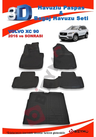 Volvo Xc90 Suv 2016 Ve Sonrası Paspas Ve Bagaj Havuzu Seti