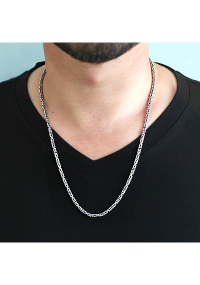 Tesbihane 925 Ayar Gümüş 60 Cm Uzunluk 4 Mm Genişlik 80 Mikron Kalınlık Erkek Kral Zincir
