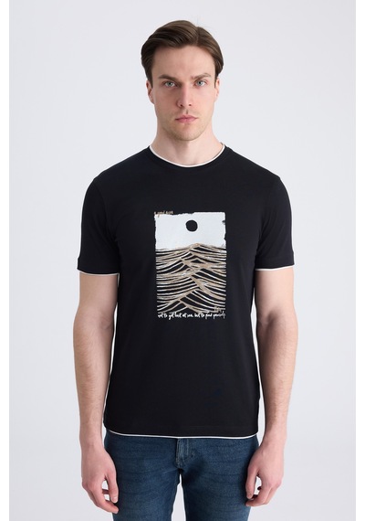 Twn Slim Fit Siyah Düz %100 Pamuklu T-shirt 2ec143831113m 001
