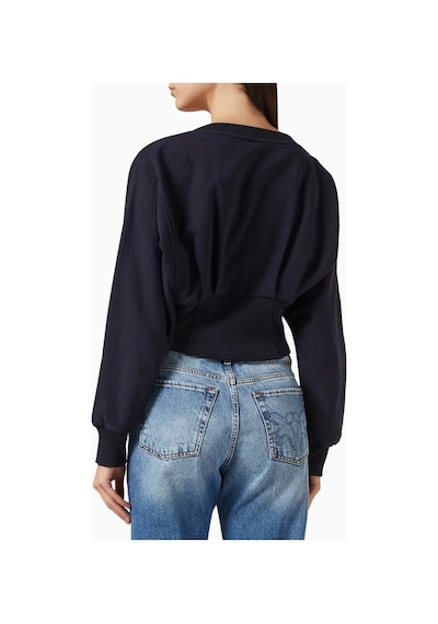 Pinko Mantovana Cotton Sweater Lüks, Koyu Mavi Bustier Detaylı