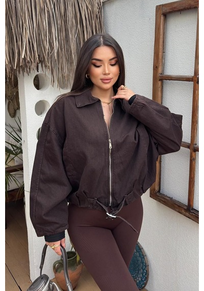 Öner Kadın Kemer Detaylı Kot Ceket Oversize Fermuarlı Denim Ceket Lacivert Kahverengifdiğşl Kahverengifdiğşl Öner Kadın Kemer Detaylı Kot Ceket Oversize Fermuarlı Denim Ceket Lacivert Kahverengifdiğşl Kahverengifdiğşl