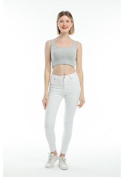 Kadın Crop Örme Atlet-tişort Spr21y19 001