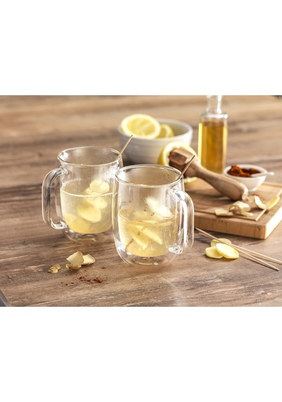 Sorrento Çift Camlı Kulplu 2'li Kahve Bardağı Seti, 355 Ml, Cam, Şeffaf Cam çok renkli