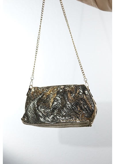 Luvishoes Uvera Gold Desenli Kadın Clutch Çanta Altın