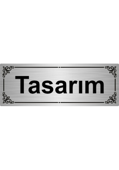 Tasarım 7x20cm Gümüş Renk Metal Yönlendirme Levhası