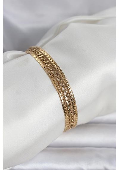 316l Çelik Gold Renk 3'lü Kadın Bileklik - Çok Renkli