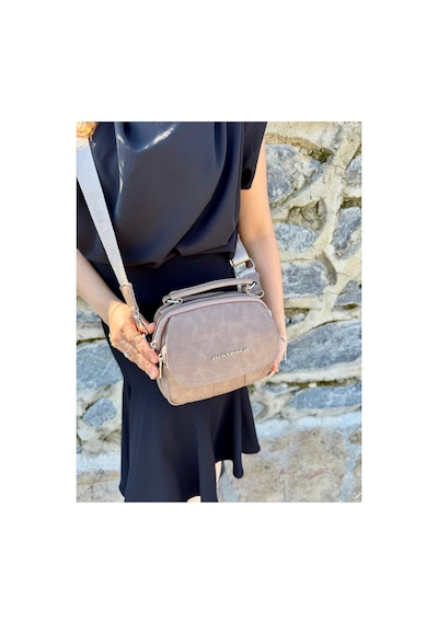 Just Polo Kadın Yeni Sezon Yumuşak Deri Şal Detaylı Ayarlanabilir Askılı Şık El Ve Omuz Çantası Shopper Vizon 96646694
