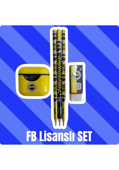 Fenerbahçe Lisanslı Kurşun Kalem Seti 3 Adet Kurşun Kalem, Silgi, Sarı Kalemtraş Çok Renkli