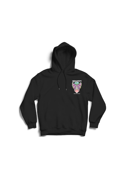Humanity - Dünya Hümanizm Sevgi Temal Özel Tasarım Kapşonlu Unisex Sweatshirt Siyah