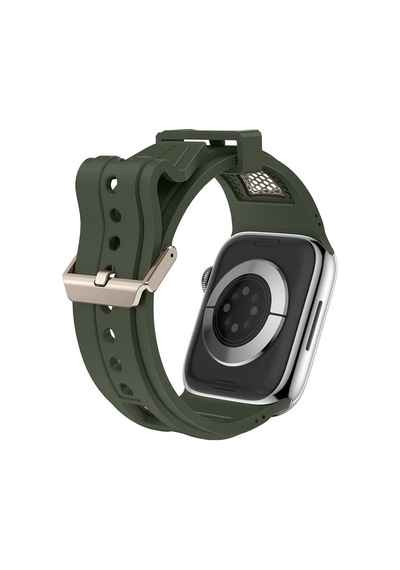Watch 7 45mm Krd-117 Hava Alabilen Delikli Metal Süslemeli Desenli Silikon Kordon