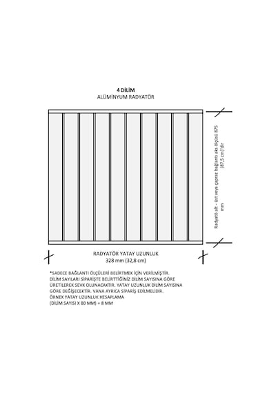 Alüminyum Panel Radyatör Klasik 900 X 320 Dilim Ral 9010 Radyatör