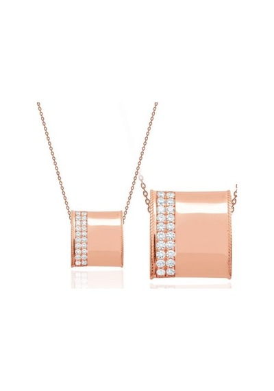 Tektaş - Pembe Beyaz Altın 14 Ayar Trend Kolye N11.45754