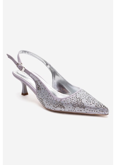 Luvishoes Nella Gümüş Taşlı Kadın Topuklu Ayakkabı Gümüş