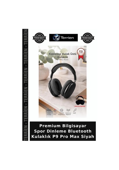 Premium Bilgisayar Spor Dinleme Bluetooth Kulaklık P9 Pro Max Siyah