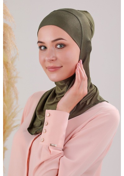 Melodi Scarf Kadın Tesettür Boyunluklu Hijab Spor Bone Haki Haki