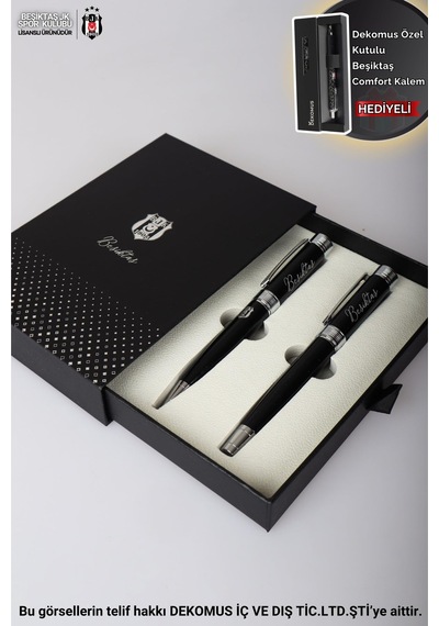 Beşiktaş Dekomus İle Lisanslı Kutulu 2'li Dolma Kalem & Tükenmez Kalem Premium Set "dekomus Özel Kutu" 165-Koyu Yeşil
