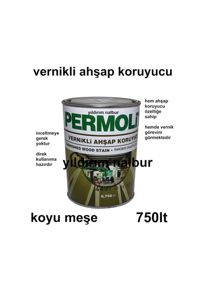 Vernikli Ahşap Koruyucu Koyu Meşe Renk Vernik 0.75Lt Vernikli