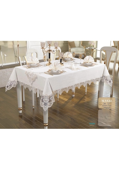 Fransız Dantelli Gardenya 26 Parça Yemek Takımı Masal
