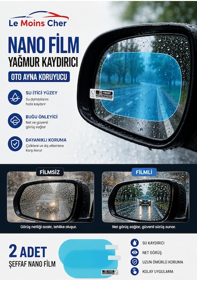 Ford Focus 2 Trend Oto Ayna Yağmur Kaydırıcı Nano Film 2 Adet Buğu Ve Su Önleyici