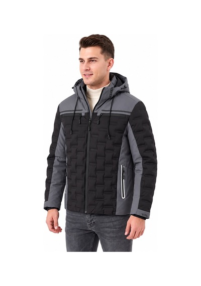 Dynamo Erkek Kapüşonlu Kapitone Desenli Fermuarlı Kışlık Mont Bgl-st05752 Füme