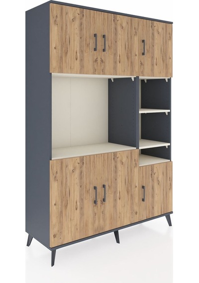 Hyperion Dolap 10 Raflı 6 Kapaklı 132x44x195 Antrasit-çam/aytaşı Antrasit