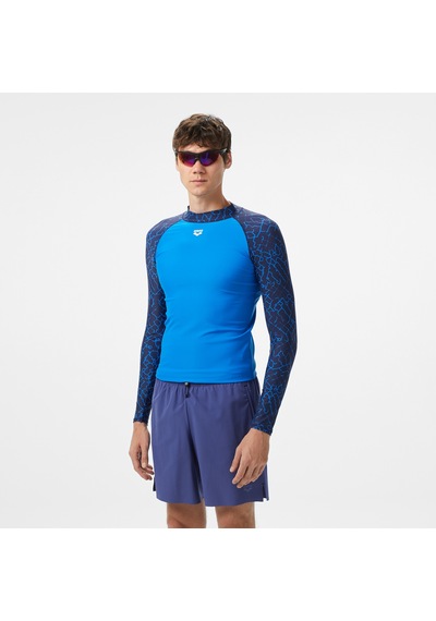 Arena Rash Vest L/s Allover Erkek Mavi Yüzücü T-shirt 010041871