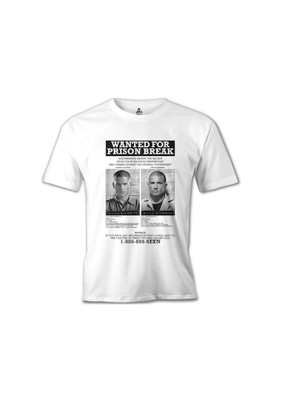 Prison Break - Wanted For Beyaz Erkek Tshirt 001