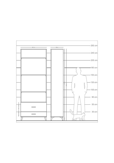 Arges Dolap 4 Raflı 2 Çekmeceli 88x30x243 Antrasit-aytaşı Antrasit