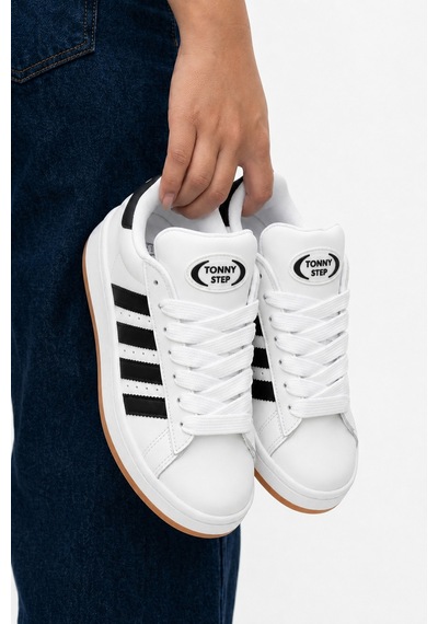 Tonny Step Unisex Günlük Bağcıklı Ortopedik Spor Ayakabı Sneaker Ayakkabı Beyaz-siyah Çizgi Tonny Step Unisex Günlük Bağcıklı Ortopedik Spor Ayakabı Sneaker Ayakkabı Beyaz-siyah Çizgi