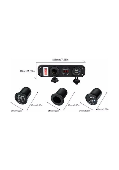 Çift Usb Araç Şarj Soketi Voltmetre Çakmaklık 12V Aç Kapa Anahtar (491910264)