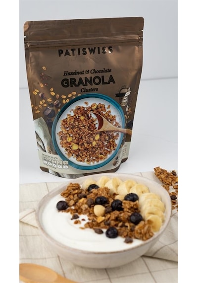Patiswiss Kakao Nibli Fındıklı Çikolatalı Granola Doypack 200 G