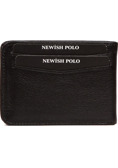 Newish Polo Erkek Hakiki Deri Cüzdan Ve Kartlık New152 Siyah
