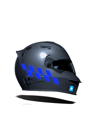 Reflektif Mavi Damalı Kask Motosiklet Sticker Takımı Çınar Extreme