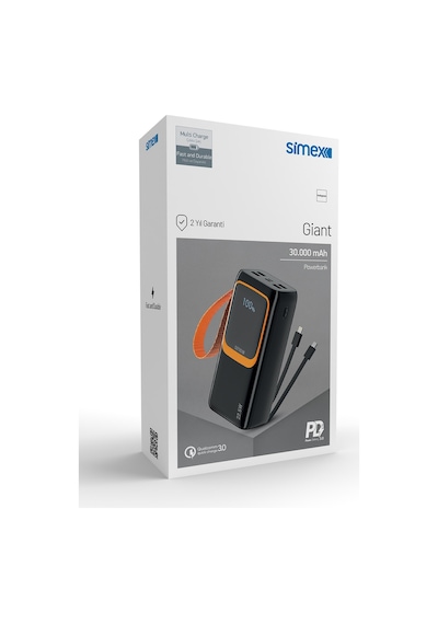 Simex S-36 Giant 30.000 Mah Prime Dijital Göstergeli Hızlı Şarj Powerbank