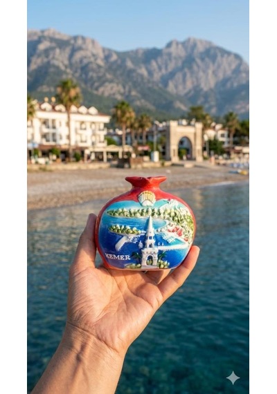 Peçetelik Nar Figürlü Antalya Temalı Dekoratif Seramik Masa Üstü Peçetelik 9x10 Cm Hediyelik Ev Dekoru Çok Renkli