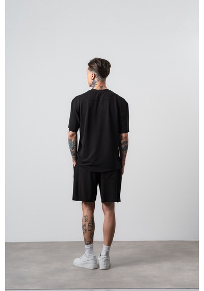 Respire Erkek Far From Basic Baskılı Regular Fit T-shirt Şort Takım Siyah