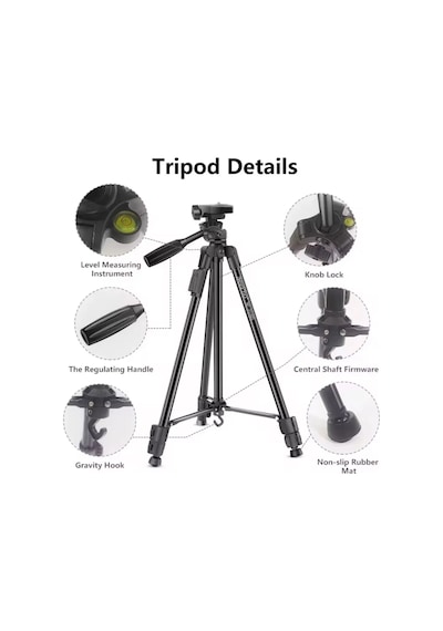 Apple Uyumlu iPhone  12 Pro Max  Np-3180s 129 Cm Tripod Bluetooth Kumandalı Profesyonel Tripod