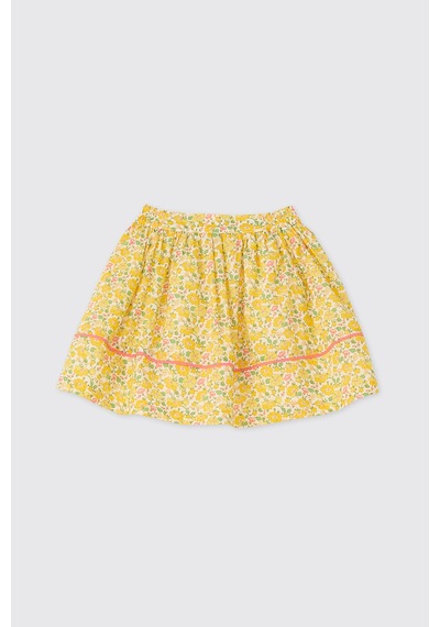 Panço Liberty Kumaş Çiçek Desenli Kız Bebek Etek Sarı