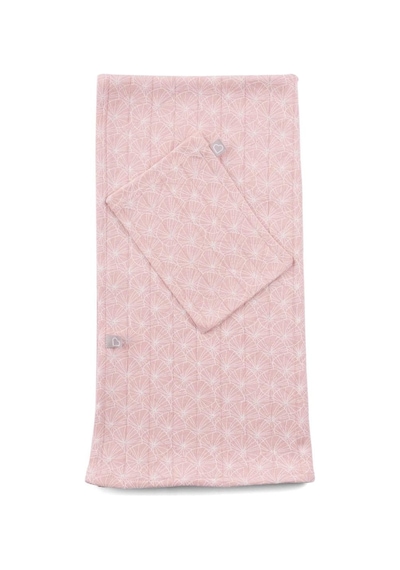 Çift Katlı Müslin Örtü Ve Kese Seti 100X100 Cm Pembe Yapraklar - Pembe
