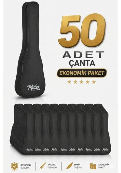 Midex Cs-26a-100x Tenör Ukulele Çantası 100'lü Paket Kaliteli Siyah Kılıf 100 Adet