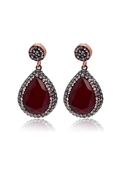 Yakut Ve Swarovski Taşlı 925 Ayar Gümüş Kadın Üçlü Set 201025576