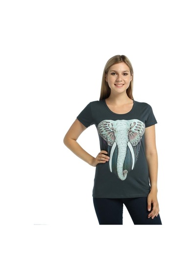 Bant Giyim - Elephant Fil Füme Kadın T-Shirt Tişört