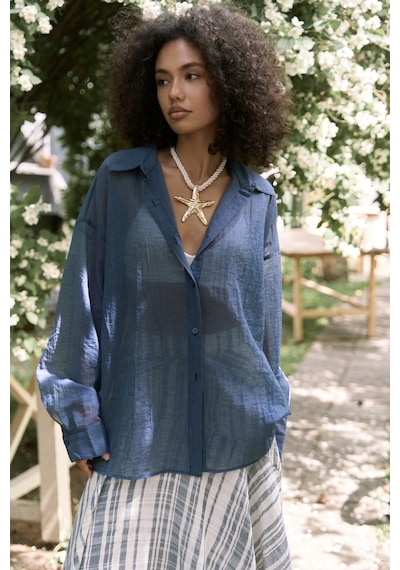 Mai Collection Mai Studios Co. Syaritta Oversize İndigo Transparan Gömlek İndigo