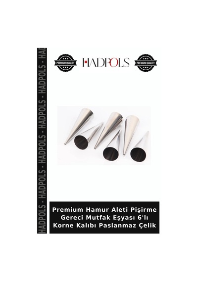 Premium Hamur Aleti Pişirme Gereci Mutfak Eşyası 6'lı Korne Kalıbı Paslanmaz Çelik