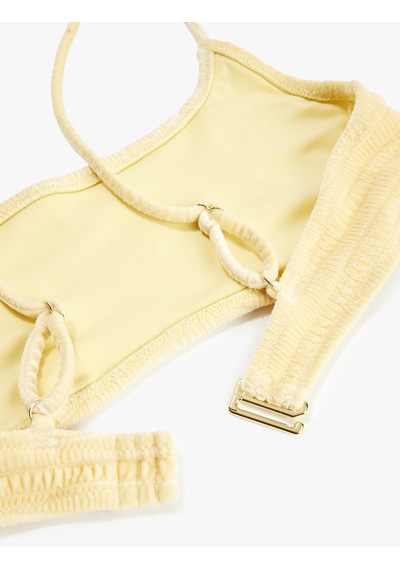 Koton Koton X Sibil Çetinkaya - Klips Kapamalı Dokulu Bralet Bikini Üstü Sarı 6sak10080mm