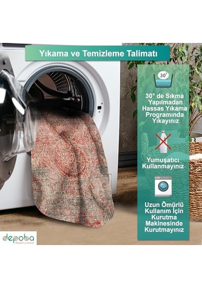 Kadife Kaymaz Pamuk Tabanlı Yıkanabilir Antibakteriyel Salon Halısı 100x150 Diğer